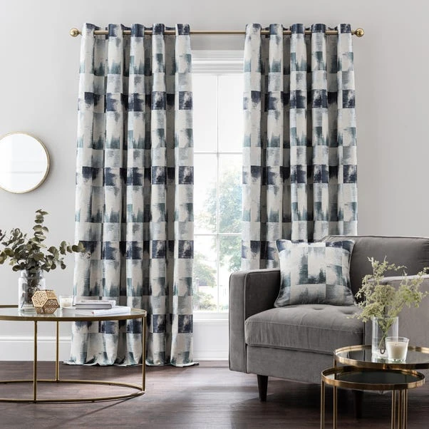 Dunelm Belgravia Navy Eyelet Curtains 4 Dunelm Belgravia Navy Eyelet Curtains - Image 2