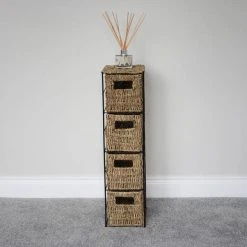 JVL Seagrass 4 Drawer Storage Tower