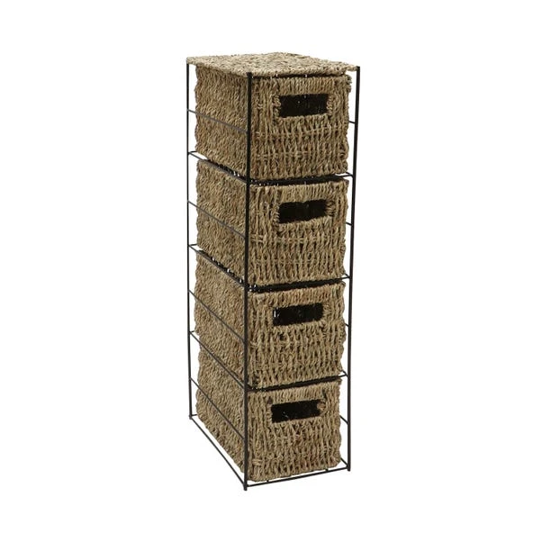 JVL Seagrass 4 Drawer Storage Tower 5 JVL Seagrass 4 Drawer Storage Tower - Image 3