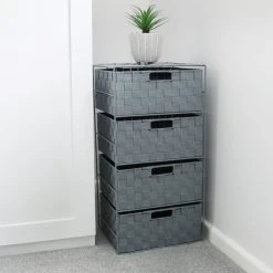 JVL Vichy 4 Drawer Wide Storage Tower