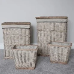 JVL Arianna Willow Set Of 4 Laundry Baskets & Bins