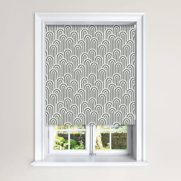 Dunelm Abstract Arches Blackout Roller Blind Green White 3 Dunelm Abstract Arches Blackout Roller Blind Green White