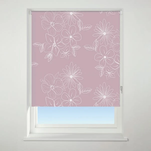 Universal Patterned Floral Cluster Pink Blackout Roller Blind 3 Universal Patterned Floral Cluster Pink Blackout Roller Blind