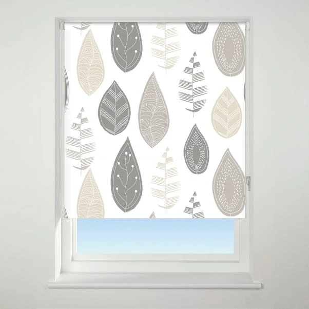 Universal Patterned Leaf Neutral Blackout Roller Blind 3 Universal Patterned Leaf Neutral Blackout Roller Blind