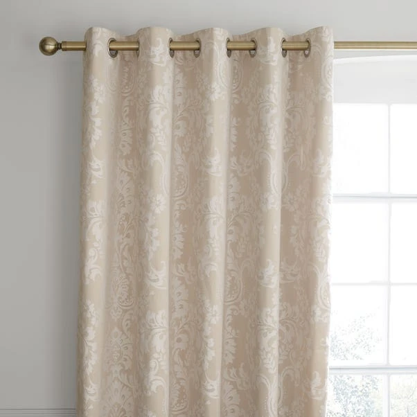 Catherine Lansfield Damask Natural Jacquard Eyelet Curtains 3 Catherine Lansfield Damask Natural Jacquard Eyelet Curtains
