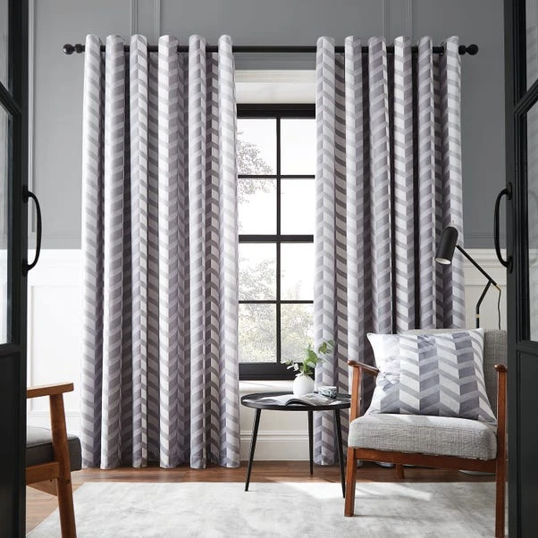 Hyperion Interiors Evander Geo Grey Eyelet Curtains 3 Hyperion Interiors Evander Geo Grey Eyelet Curtains
