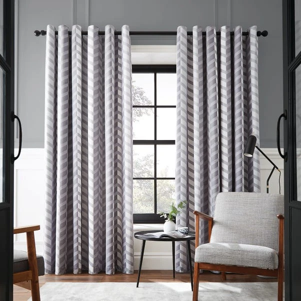 Hyperion Interiors Evander Geo Grey Eyelet Curtains 4 Hyperion Interiors Evander Geo Grey Eyelet Curtains - Image 2